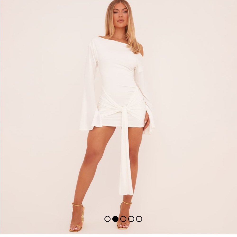 Ego Long Flared Sleeve drape dress